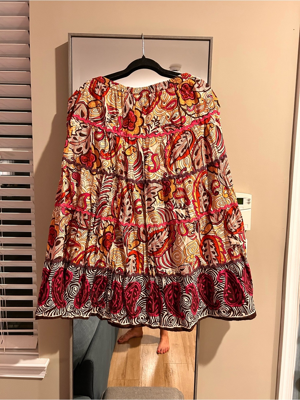 Choices Multicolor Tiered A-Line Skirt with Floral Paisley Print